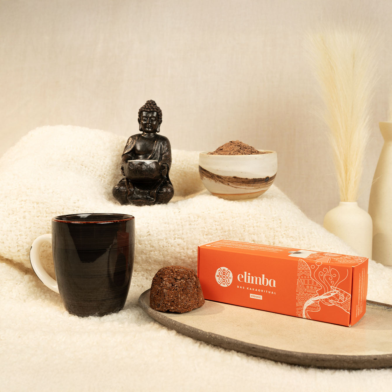 "Mama Kakao"-Box: 3 Classic Kugeln + Teelichthalter + Keramik Tasse